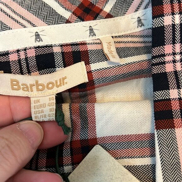 Barbour Bethwin Button Down Top Cloud Check Size 10 NWT - Picture 7 of 8